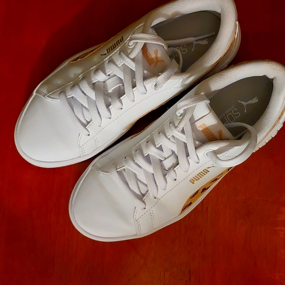 Puma Shoes - Puma Women's White and Leopard Sneakers